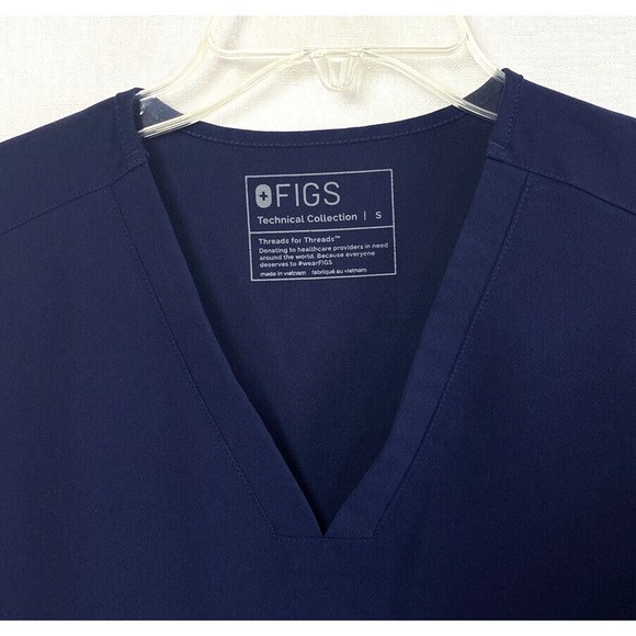 FIGS Scrub Top Technical Collection Small Blue Two Pocket Soft Stretch Comfort - Picture 7 of 11